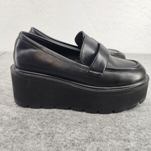 Black Platform Penny Loafers Chunky Goth Punk Shoes Women Size 39 or 8.5 US 5814